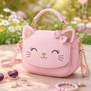 Children's Cat Shoulder Bag Cartoon Backpack PU Leather Kids Small Kitten Handbag Purse Wallet for Toddlers Kids